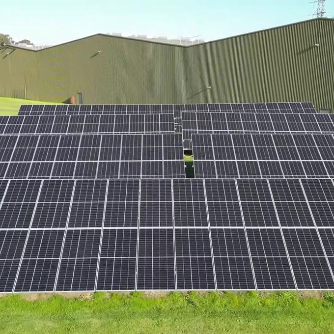 Aerial view of a ground-mount solar array