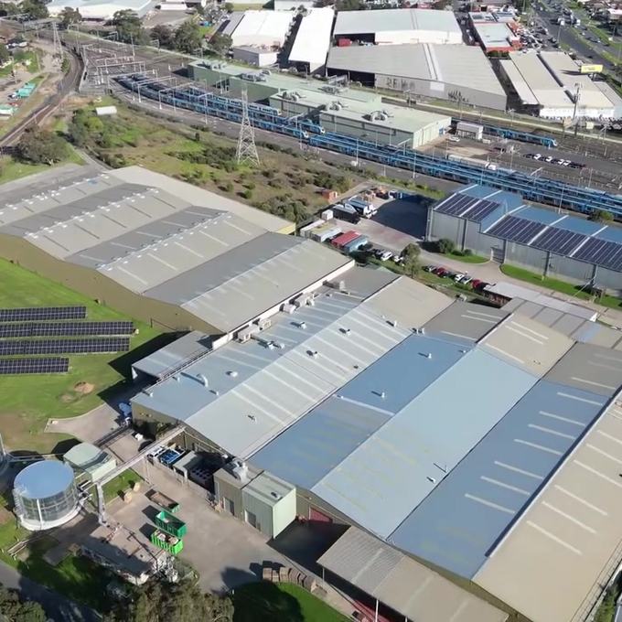 Aerial view of an industrial roof