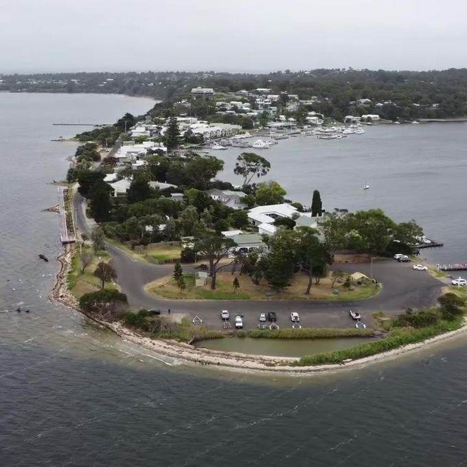 Aerial view of a coastal peninsula